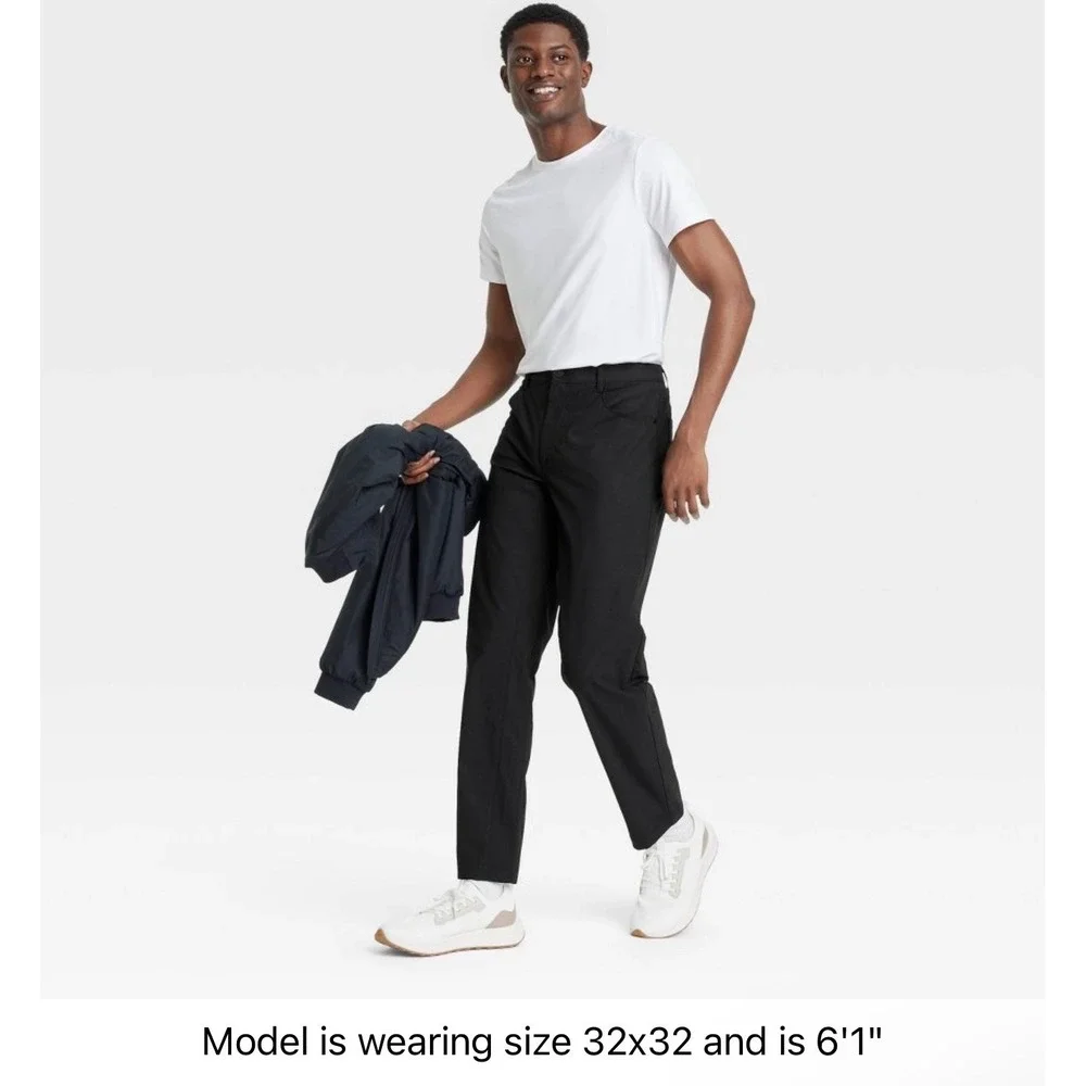 All In Motion Mens 360 Lifestyle Relaxed Fit 5-Pocket Pants Black 38x30 New